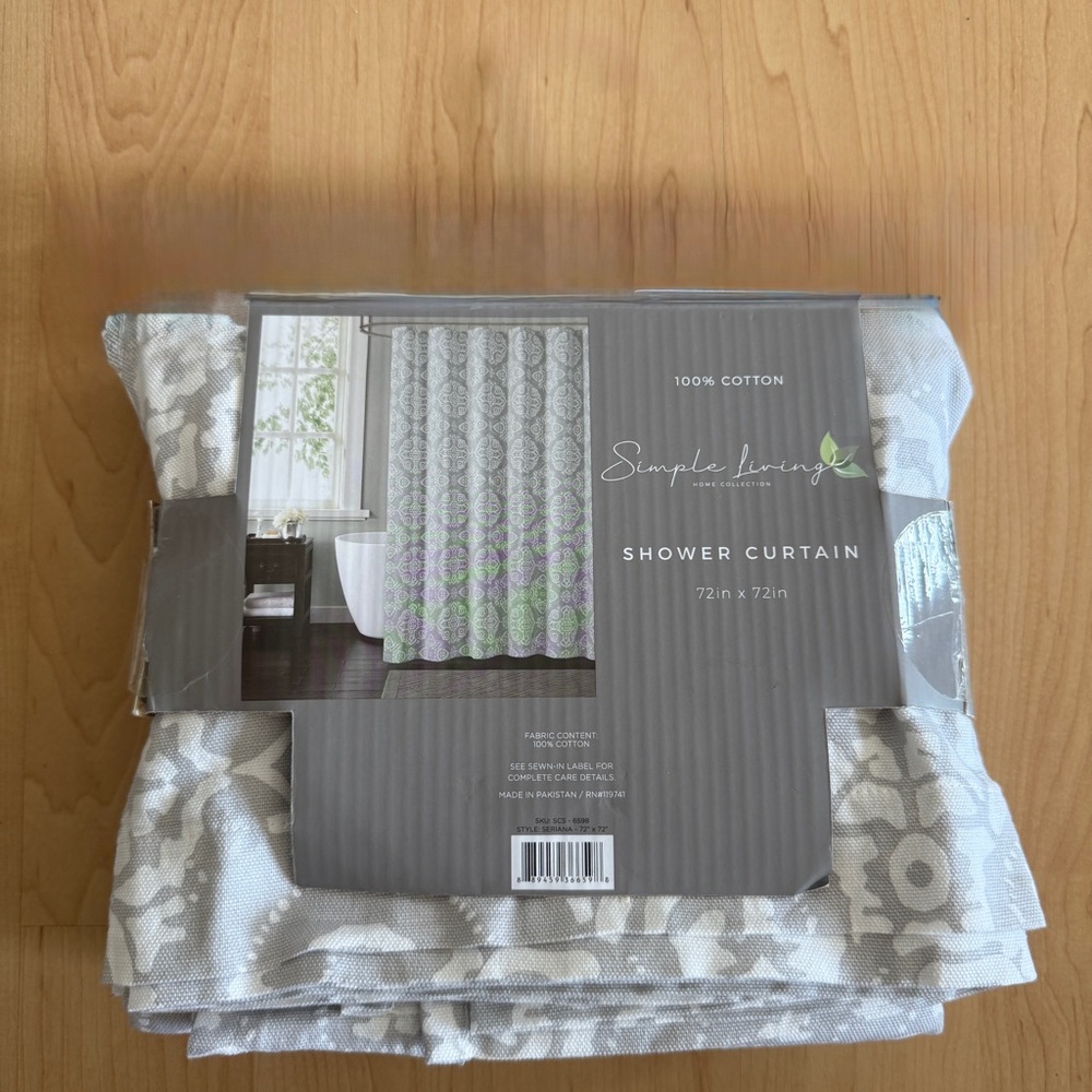 EUC Simple Living Seriana Washable 72” x 72”  100% Cotton Shower Curtain
